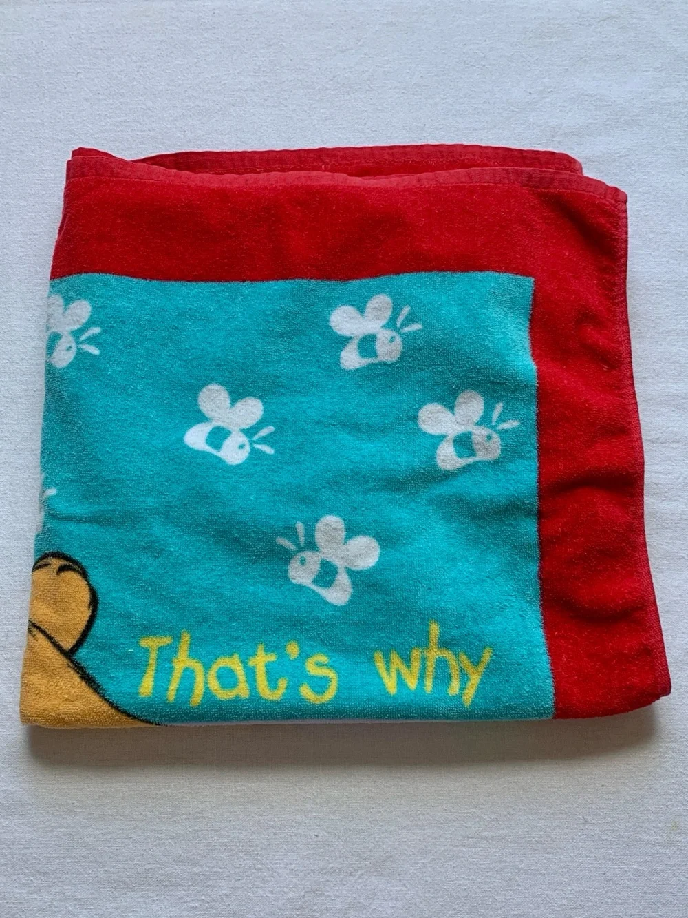 Disney Winnie the Pooh Bear Vintage 90s Pool Swimming 100% Cotton Beach Towel